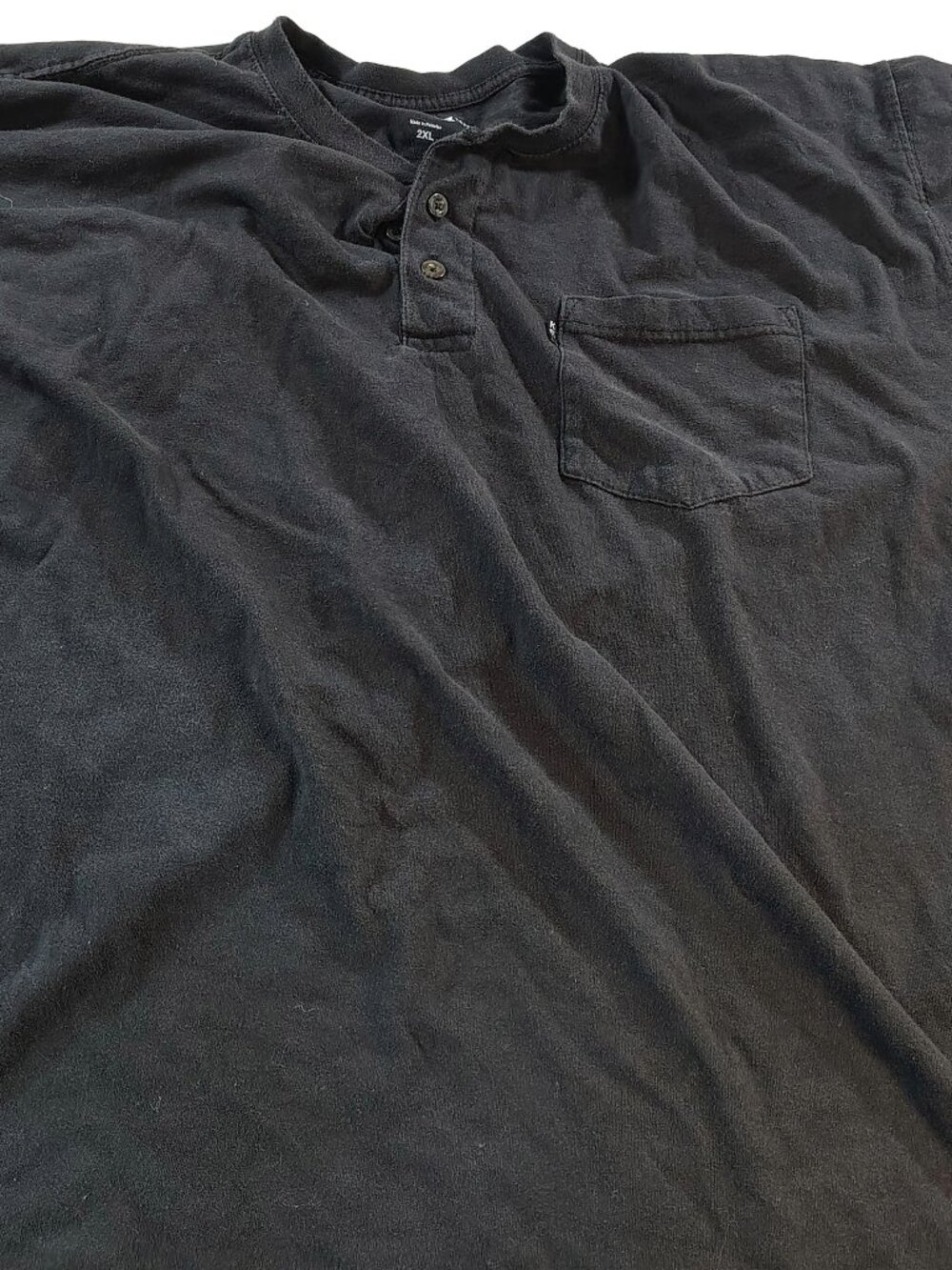 Men's Black XXL Long Sleeve Keys Quarter Button-Up Heavy Cotton Plain Shirt